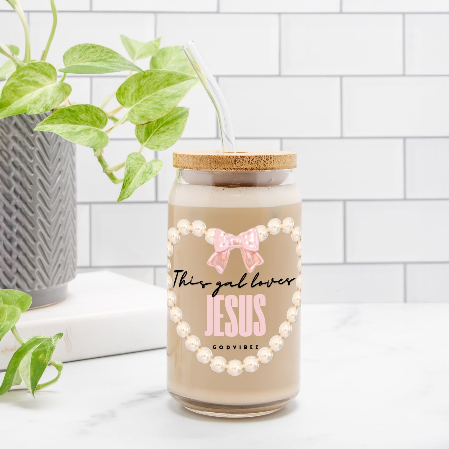 This Gal Loves Jesus Glass Can 16oz