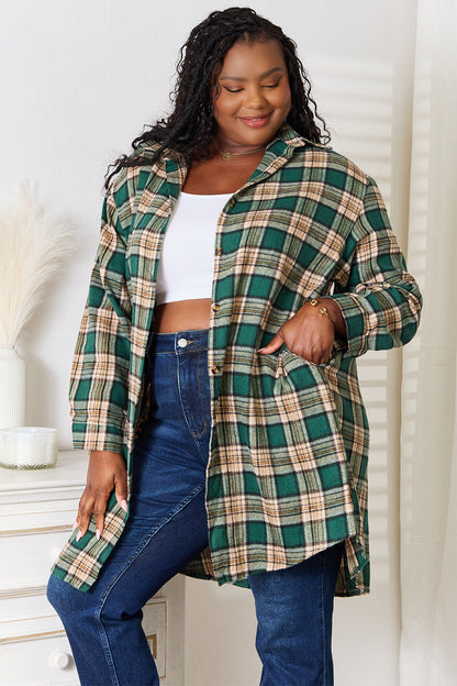 Mandy Plaid Collared Neck Long Sleeve Shirt