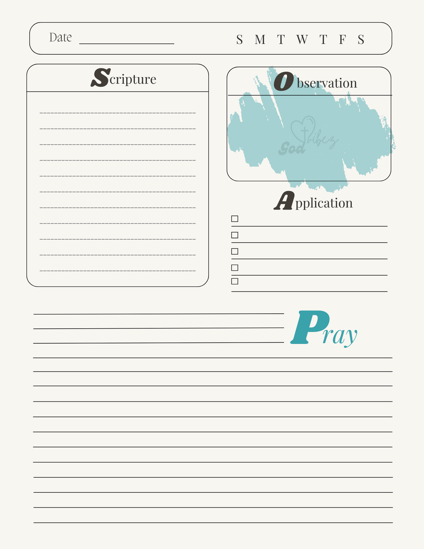 Printable S.O.A.P Bible Study Notes