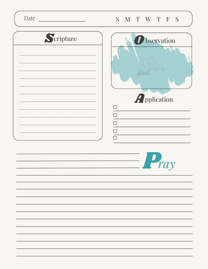 Printable S.O.A.P Bible Study Notes