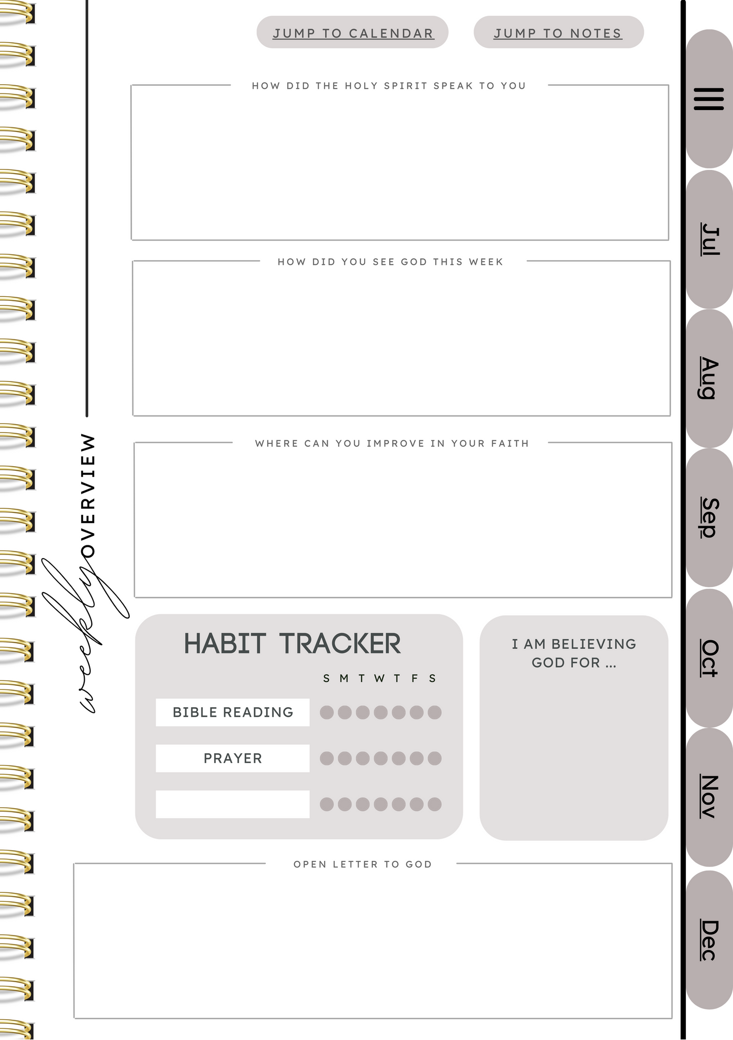 Big God, Big Plans 12 Month Dateless Digital Planner